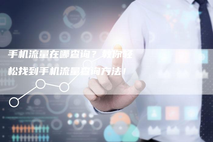 手机流量在哪查询？教你轻松找到手机流量查询方法！